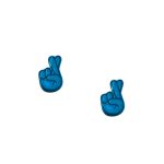 Anastasia Kessaris for The Wonder Room Blue Crossed Fingers Emoji Earrings