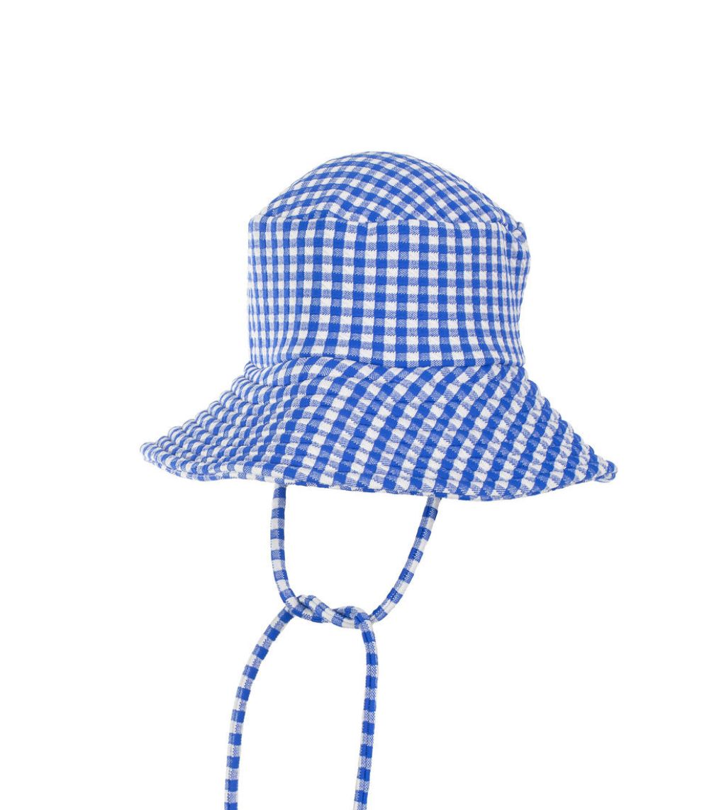 43 Kids Bucket Hat Unisex, Blue Carreaux - Image 1