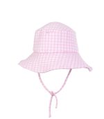 Kids Bucket Hat, Pink Carreaux