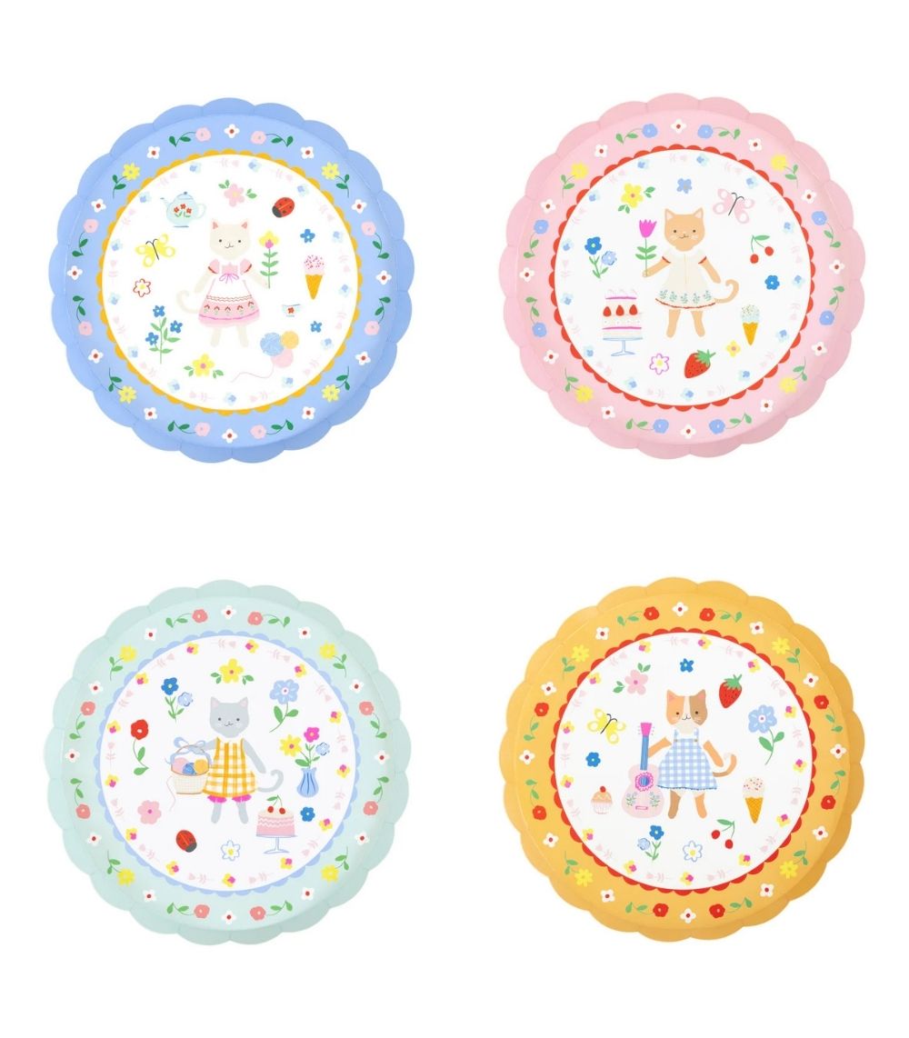 12 Meri Meri Kitten Club Side Plates (x 8) - Image 1