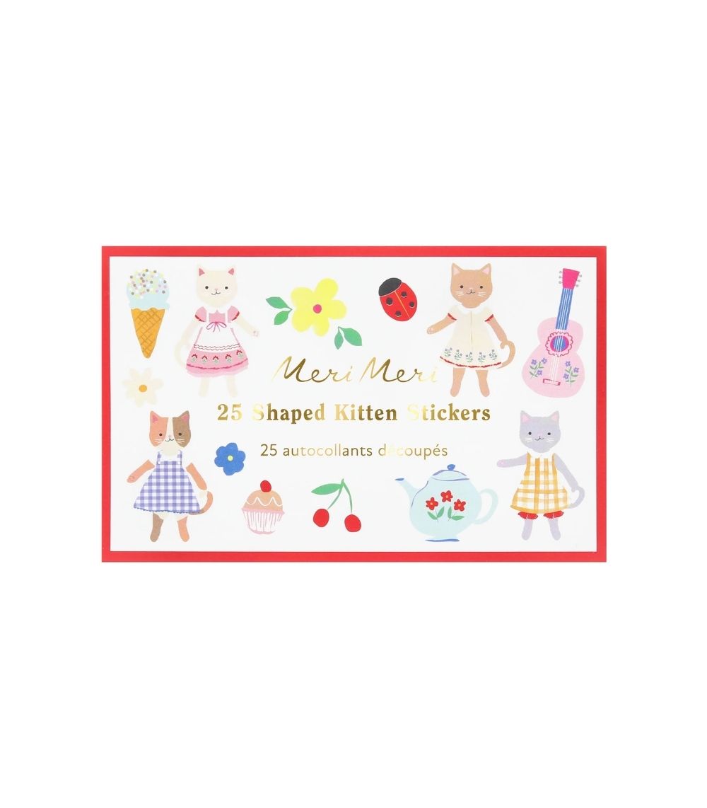 34 Meri Meri Kitten Club Shaped Stickers (x 25 stickers) - Image 1
