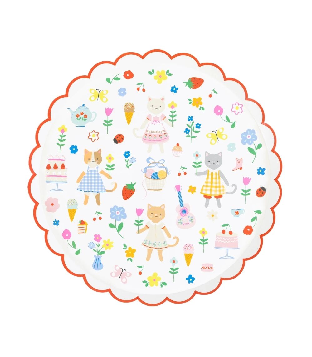 5 Meri Meri Kitten Club Dinner Plates (x 8) - Image 1