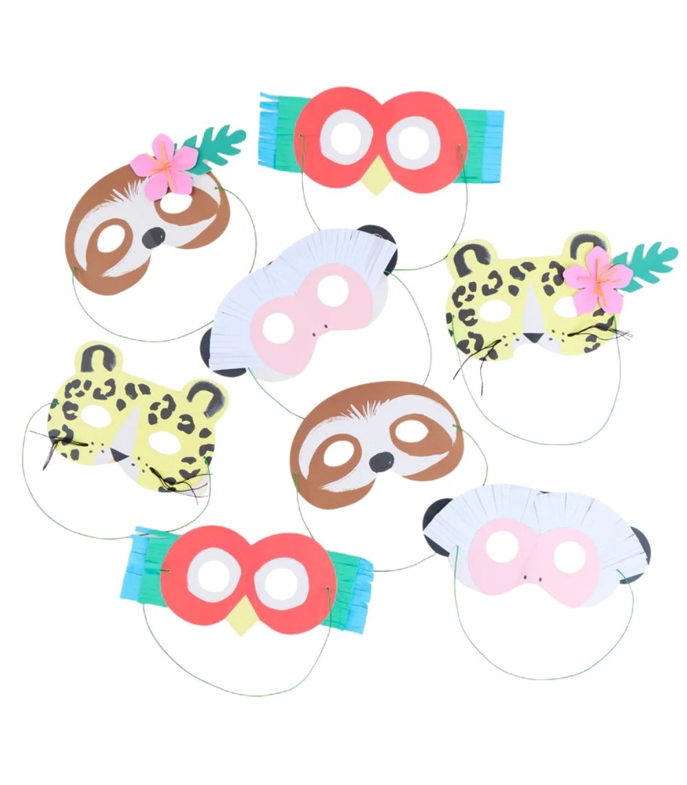 74 Meri Meri Jungle Jamboree Party Masks (x 8) - Image 1