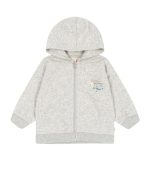 Lou Sequin Sweat Zip Hood, Grey Melange - Image 2