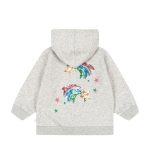 Lou Sequin Sweat Zip Hood, Grey Melange