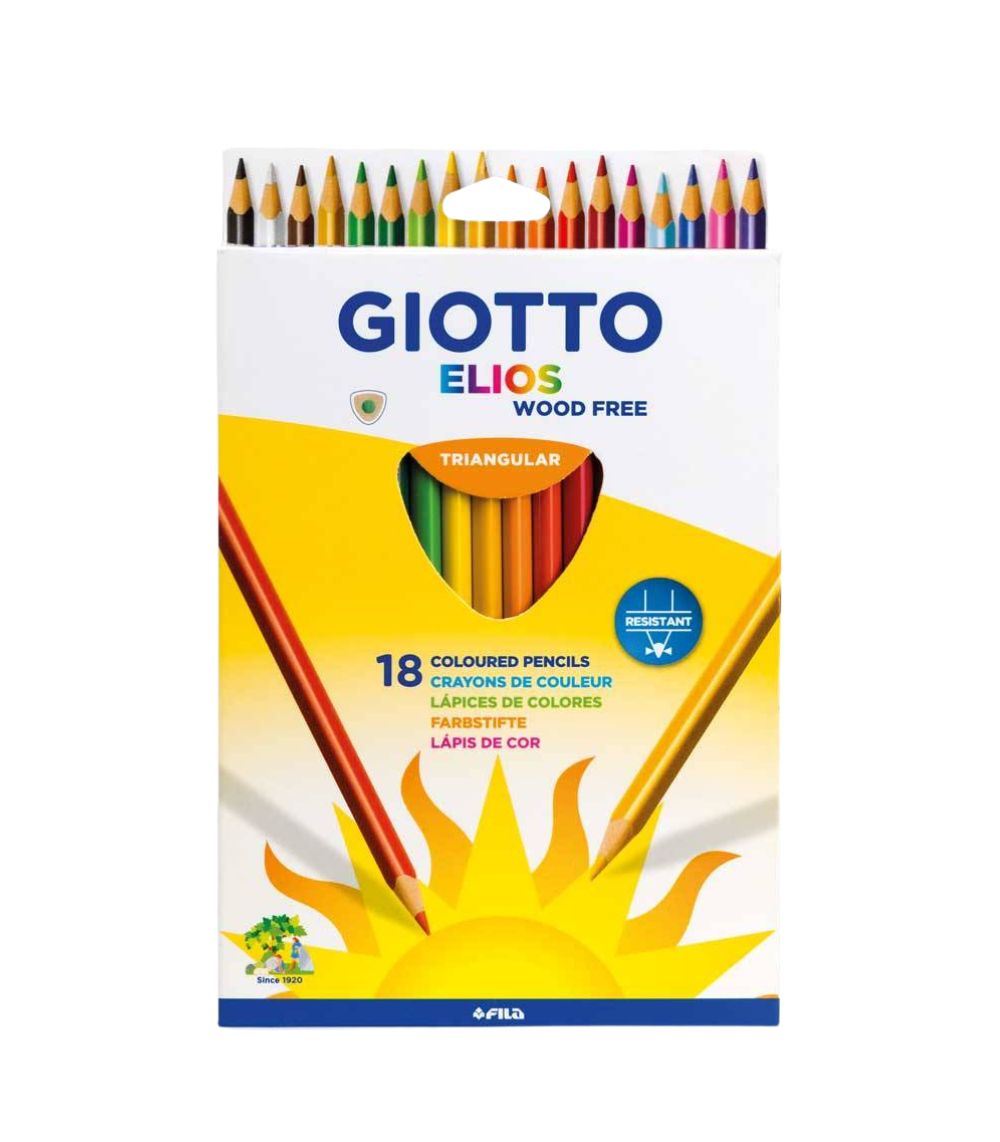 16 Giotto Elios Wood Free Coloured Pencils 18pcs - Image 1
