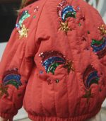 Juno Sequin Rainbow Bomber Jacket, Cardinal - Image 4