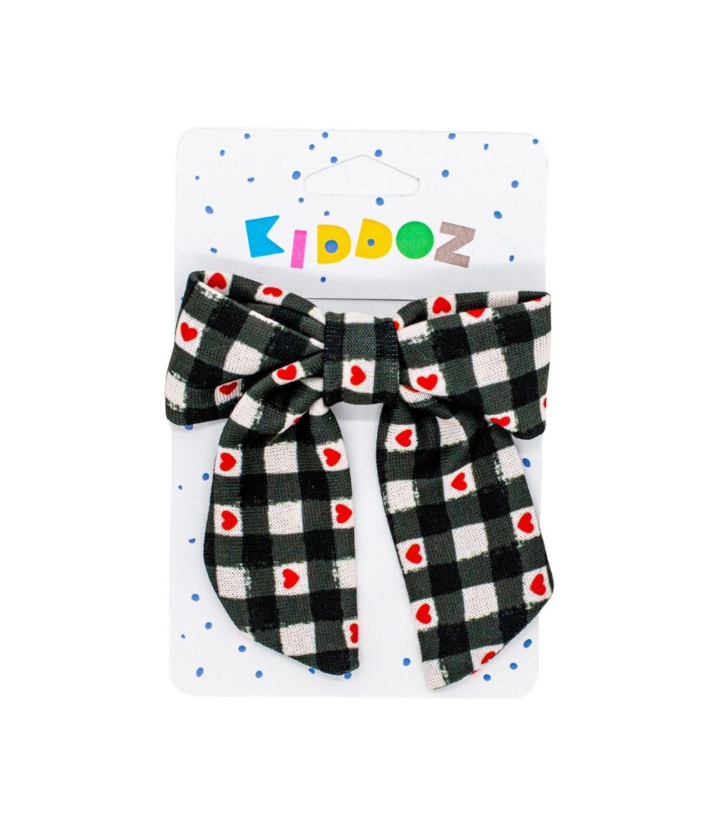 25 Kiddoz Cozy Check Love Bow Barrette - Image 1