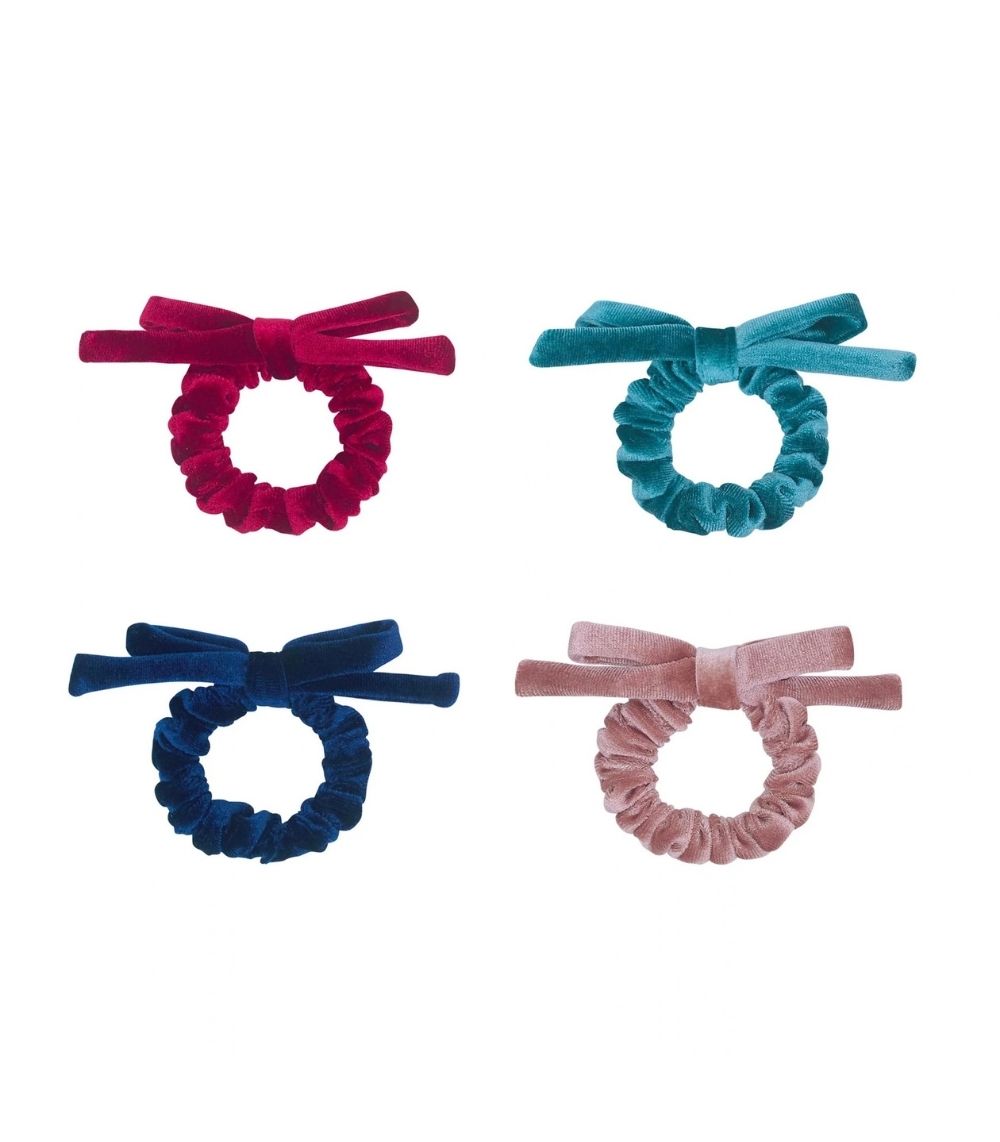 10 Blackberry Velvet Bow Scrunchies - Image 1