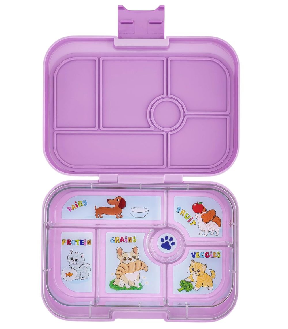 128 Yumbox Original - 6-sections Ami Purple/Cats And Dogs Tray - Image 1