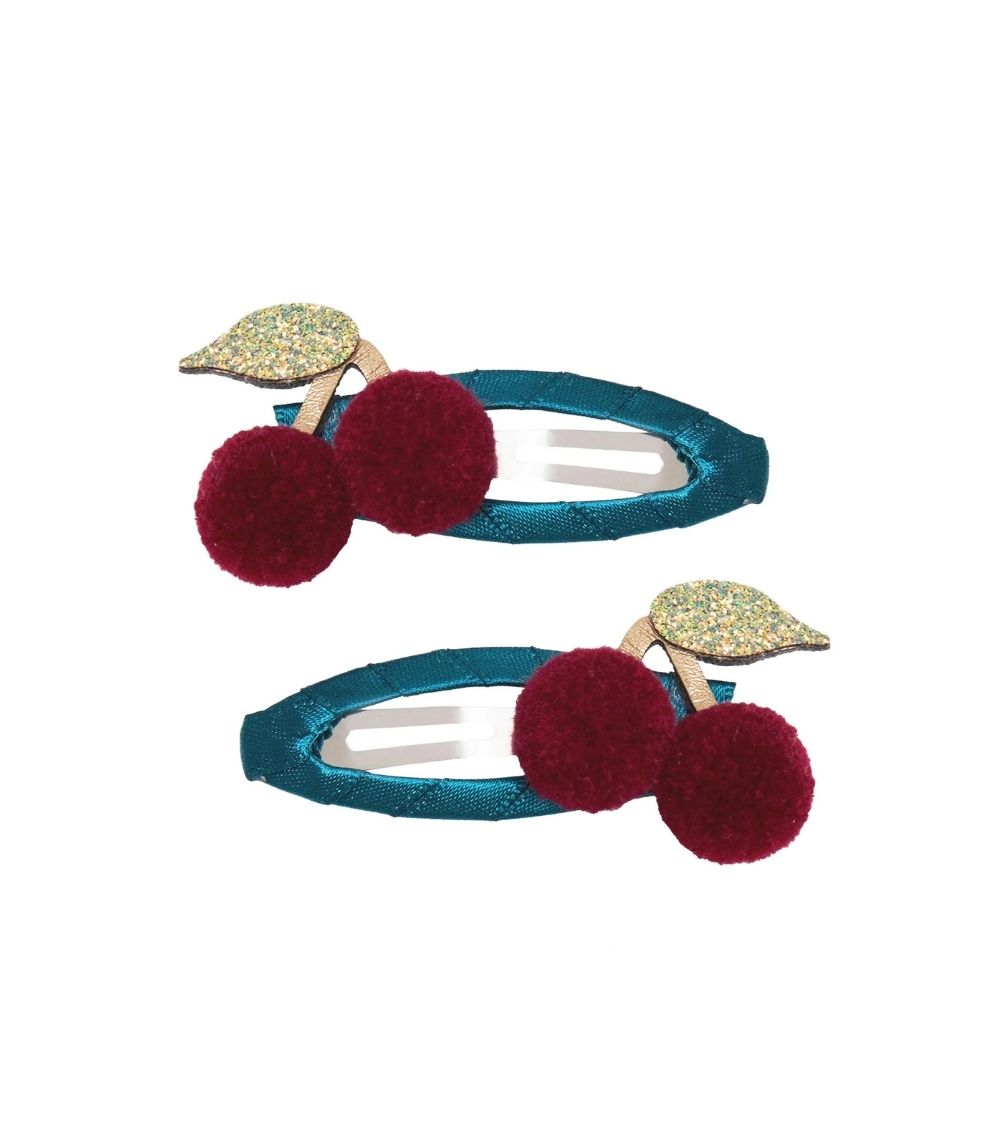 16 Pom Pom Cherries Hair Clips - Image 1