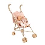 Poppy Doll Stroller Set, Pink Check