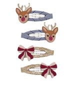 Rudolph and Bow Hair Clips