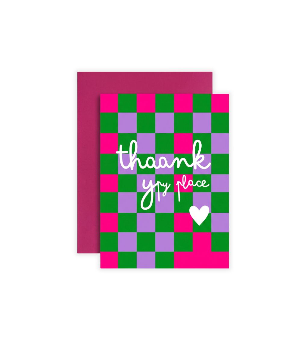 8 Checkered Thank You Greeting Card - Image 1