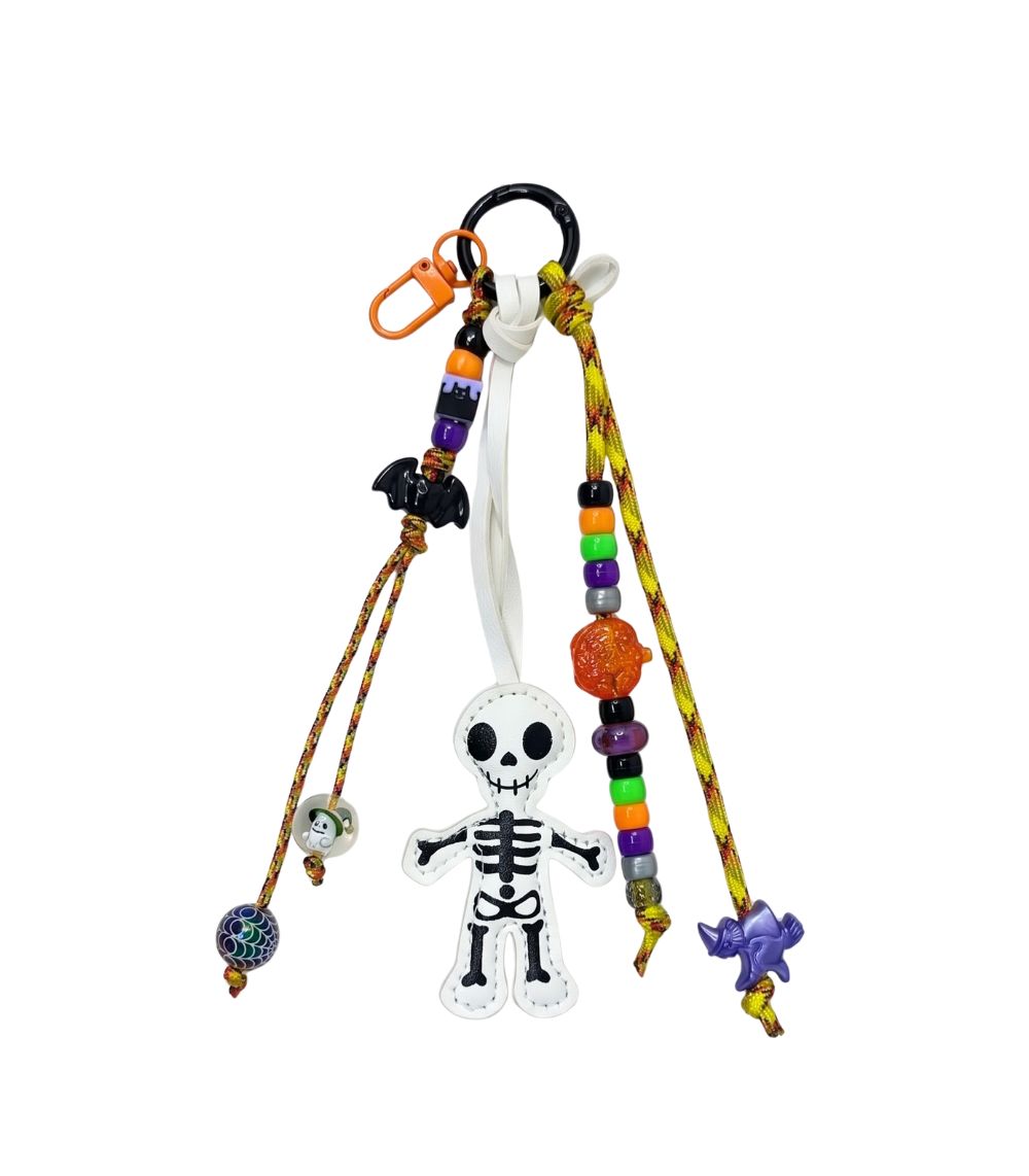 96 Spooktacular Skeleton White Key/Bag Charm - Image 1