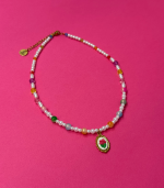 Rainbow Pearl Embroidered Necklace - Image 2
