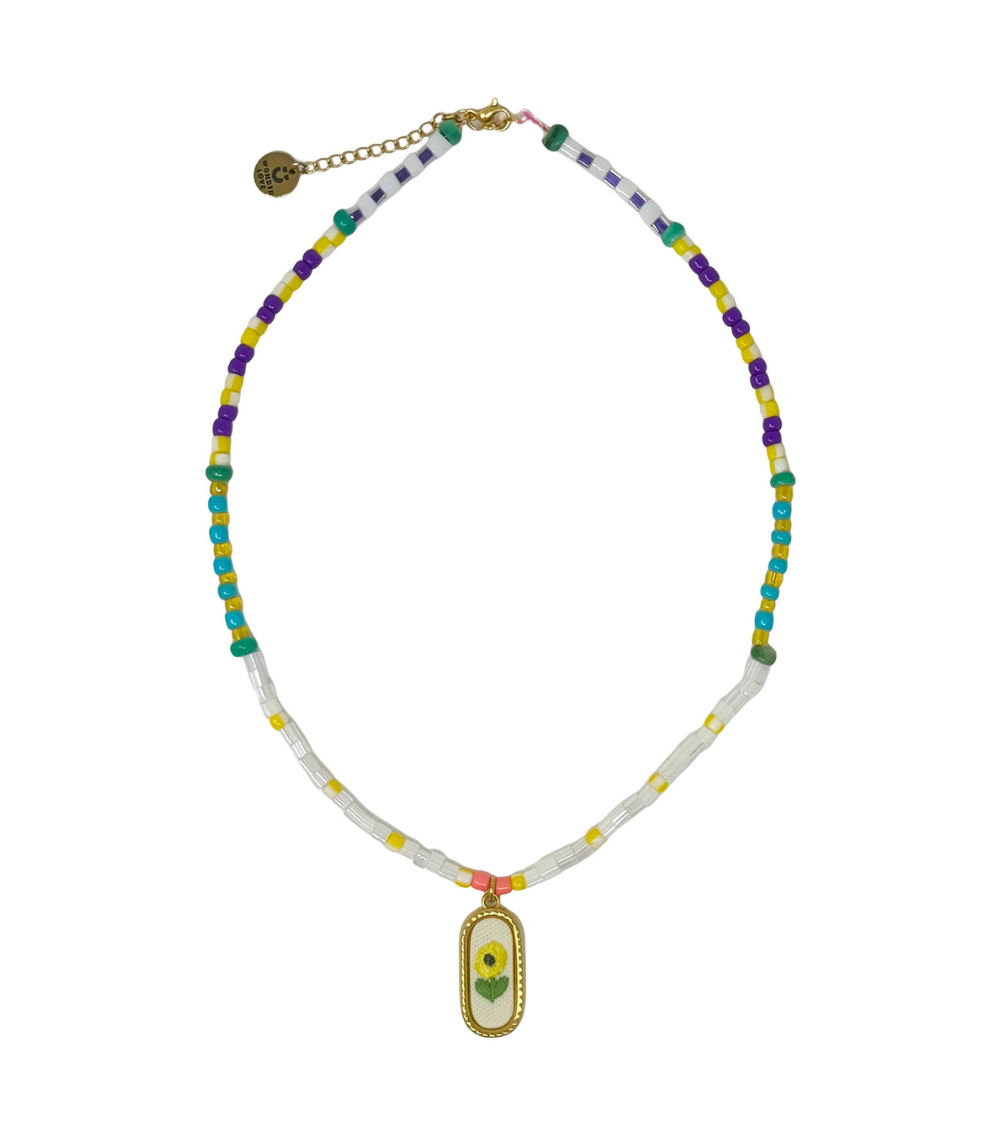 151 Retro Bloom Embroidered Necklace - Image 1