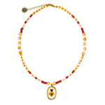 Vintage Honeybee Embroidered Necklace