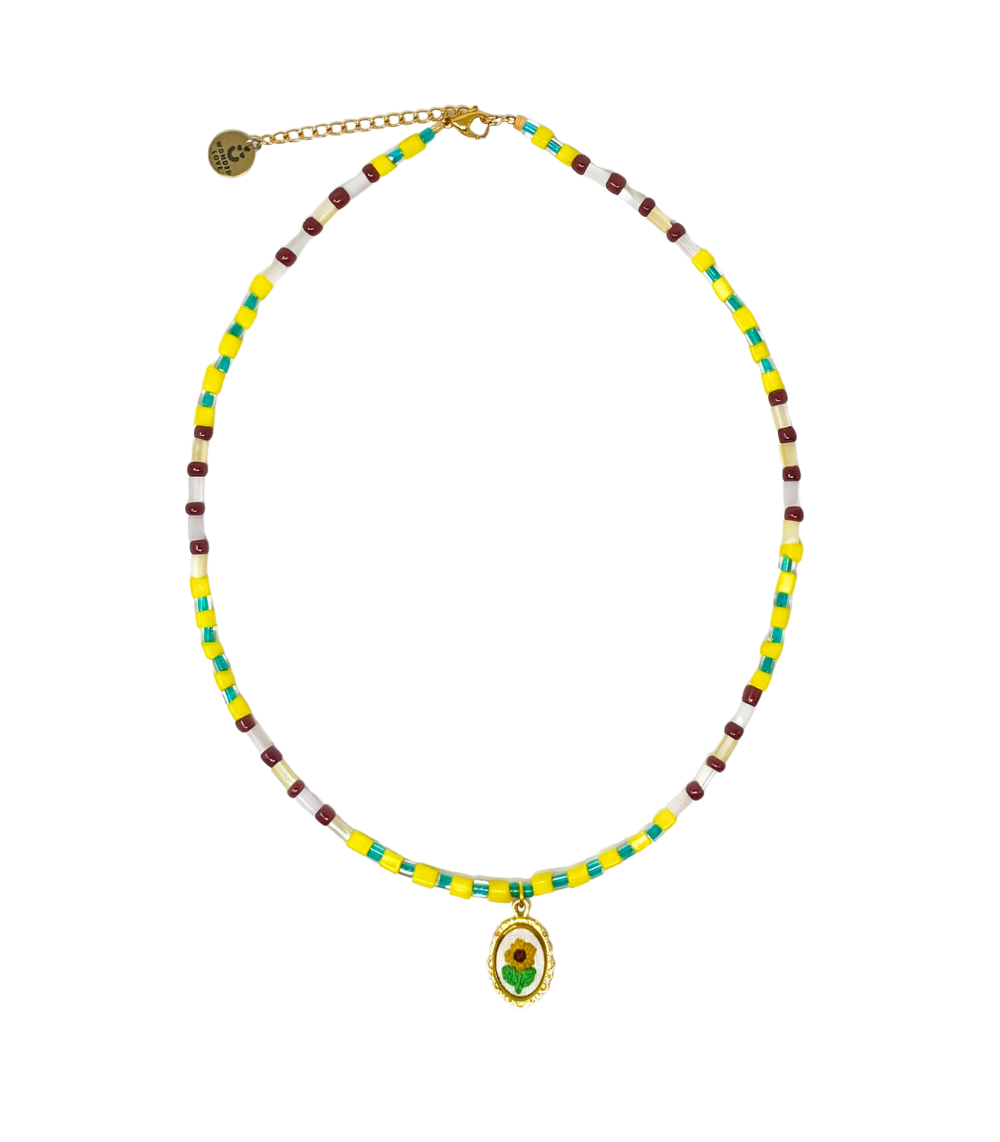 155 Harvest Sunflower Embroidered Necklace - Image 1