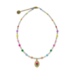 Rainbow Pearl Embroidered Necklace