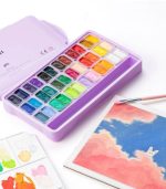 Himi Twin Cup Gouache Set – 36 Colours +3 Brushes – Purple Case - Image 2