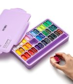Himi Twin Cup Gouache Set – 36 Colours +3 Brushes – Purple Case - Image 3