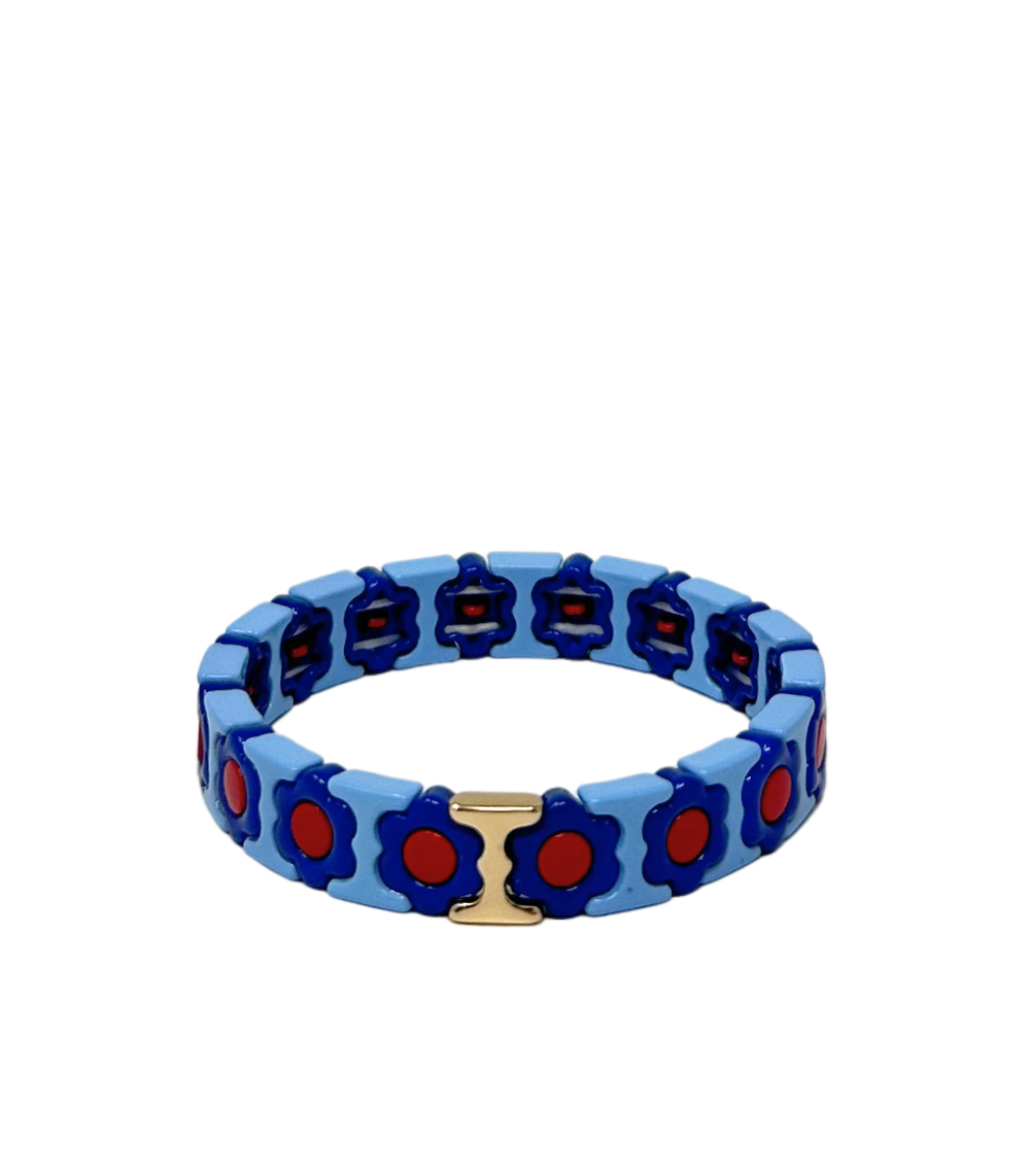 356 Mamacita Retro Daisy Tile Bracelet Blue/Sky Blue - Image 1