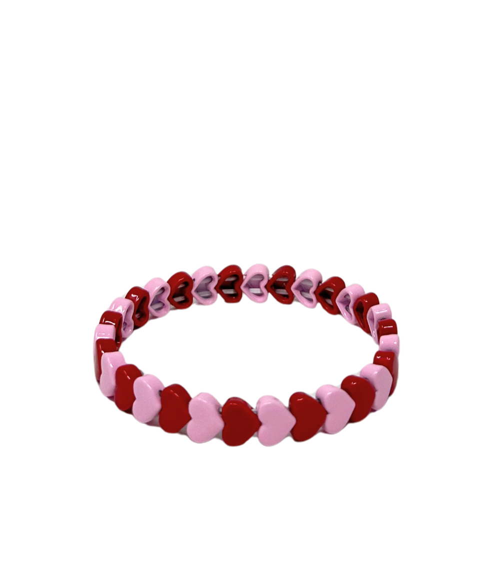 358 Mamacita Heart Tile Bracelet – Mini, Pink/Red - Image 1