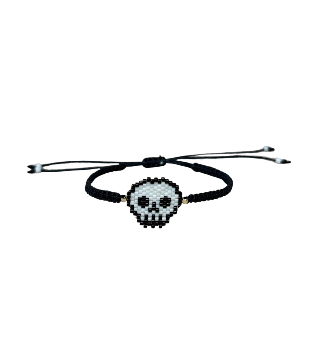 49 Mardi Black White Skull Bracelet - Image 1