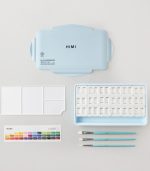 Himi Twin Cup Gouache Set – 36 Colours +3 Brushes – Ice Blue Case - Image 3