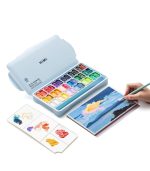 Himi Twin Cup Gouache Set – 36 Colours +3 Brushes – Ice Blue Case - Image 2