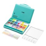 Himi Twin Cup Gouache Set – 48 Colours +3 Brushes – Green Case
