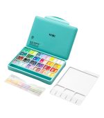 Himi Twin Cup Gouache Set – 48 Colours +3 Brushes – Green Case