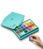 Himi Twin Cup Gouache Set – 48 Colours +3 Brushes – Green Case - Image 2