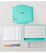 Himi Twin Cup Gouache Set – 48 Colours +3 Brushes – Green Case - Image 3