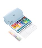 Himi Twin Cup Gouache Set – 36 Colours +3 Brushes – Ice Blue Case