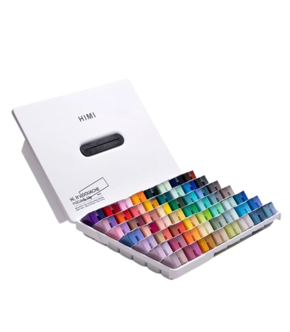 Himi (9) Himi Twin Cup Gouache Set – 112 Colours – White Case - Image 1